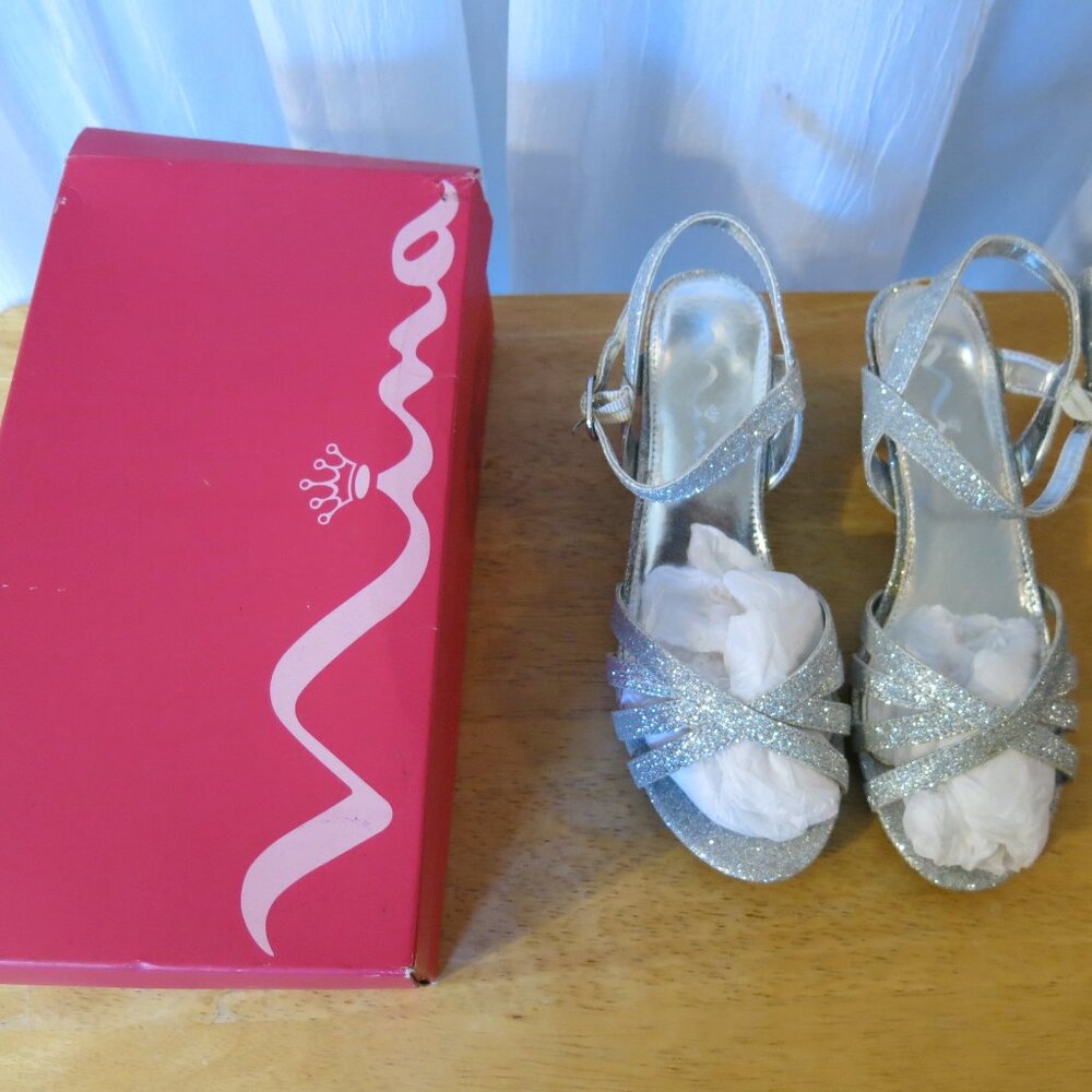 Nina Maibel Girls Sandals Size 3 Silver Sparkle